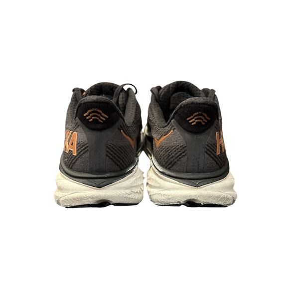 Hoka Clifton 9 running athletic shoes black gold lace up women’s 8B - Picture 4 of 10
